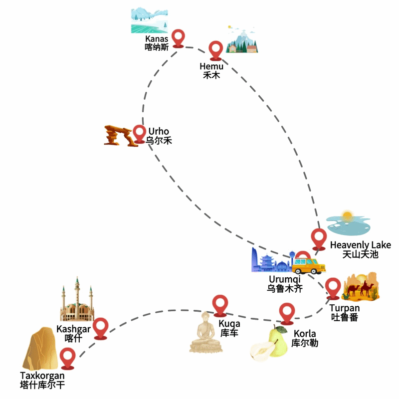 15 Days Scenic Altay Mountain and South Xinjiang Adventure